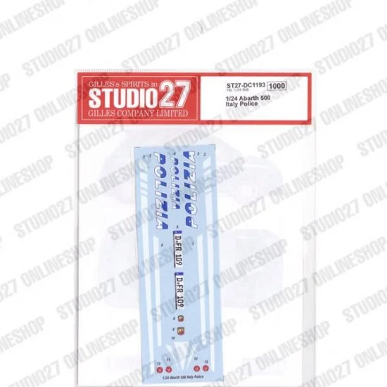 Studio27 DC1193 1/24 Abarth 500 Italy Police Decal for Fujimi kits - Model Cars