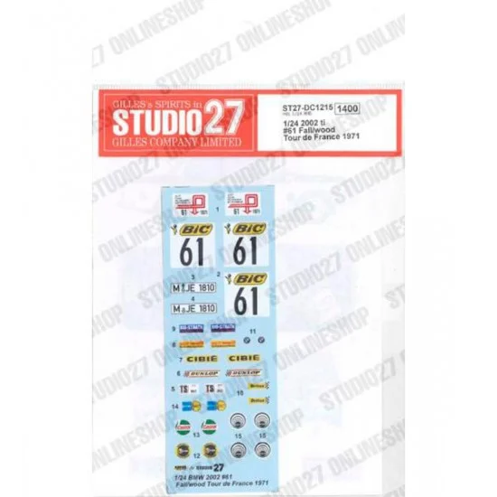 Studio27 DC1215 1/24 2002 ti #61 Fall/wood Tour de France 1971 Decal for Hasegawa kits - Model Cars