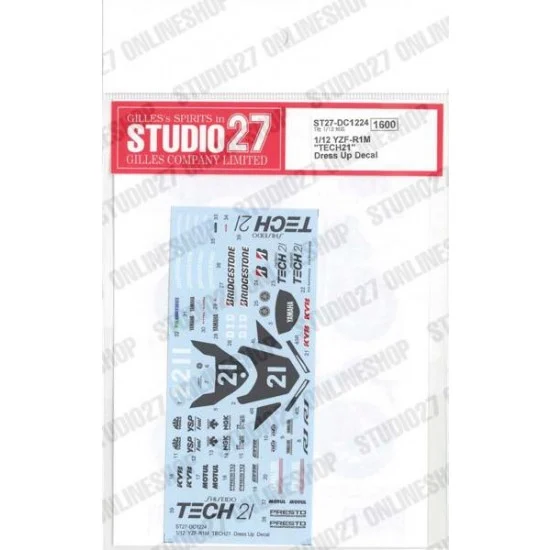 Studio27 DC1224 1/12 YZF-R1M TECH21 Dress Up Decal for Tamiya kits