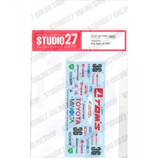 Studio27 DC1229 1/24 87C #36 Test car 1987 Decal for Hasegawa kits - Model Cars