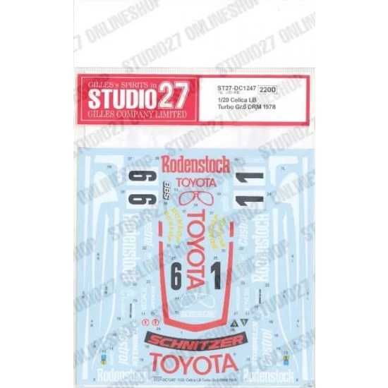 Studio27 DC1247 1/20 Toyota Celica LB Turbo Gr. 5 DRM 1978 Decal for Tamiya kit - Model Cars