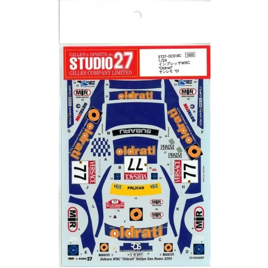 Studio27 DC518 1/24 Subaru Impreza WRC "Oldrati" Sanremo 2001 Decals - Model Cars
