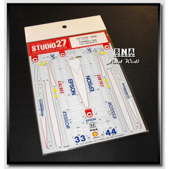 Studio27 DC639R Decals for 1/20 Tyrrell 020 [Full Season 1991] (for Tamiya kit) - Model Cars