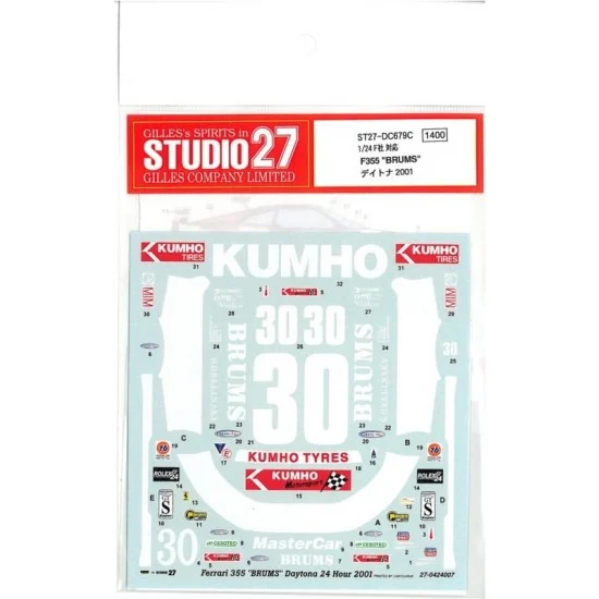 Studio27 DC679 1/24 Ferrari F355 BRUMS DAYTONA 2001 Decals - Model Cars