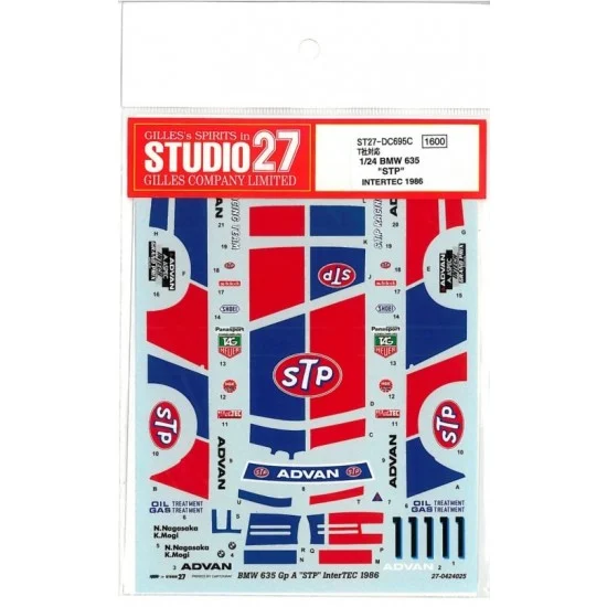 Studio27 DC695 1/24 BMW 635CSi Gp A "STP" InterTEC 1986 Decals - Model Cars