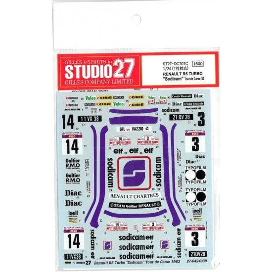 Studio27 DC707 1/24 Renault R5 Turbo "Sodicam" 1982 Tour de Corse Decals - Model Cars