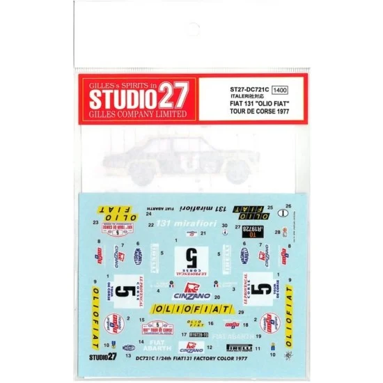 Studio27 DC721 1/24 FIAT 131 Factory Colour OLIO FIAT Tour de Course 1977 Decals - Model Cars