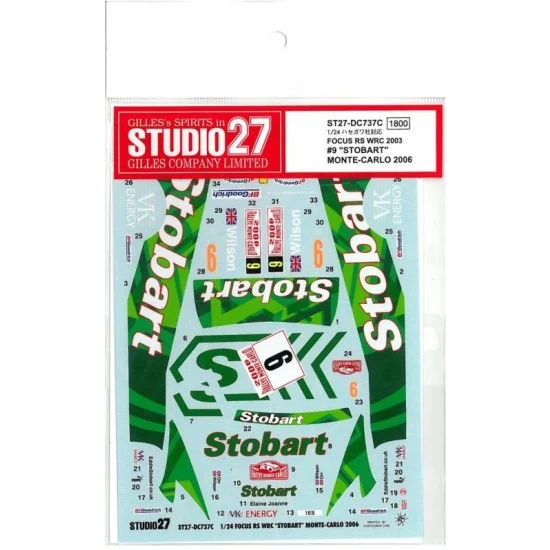 Studio27 DC737 1/24 Ford Focus RS WRC "Stobart" MONTE-CARLO 2006 Decals for Tamiya kit