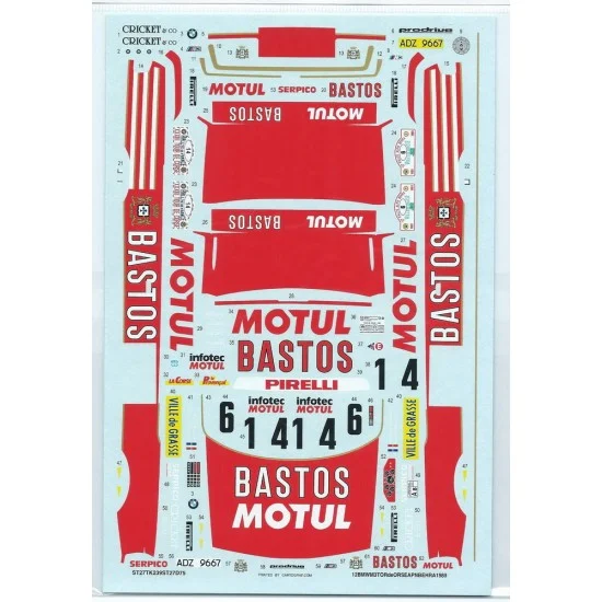Studio27 DC754 1/24 BMW M3 BATOS 1989 Tour de Corse Decals - Model Cars