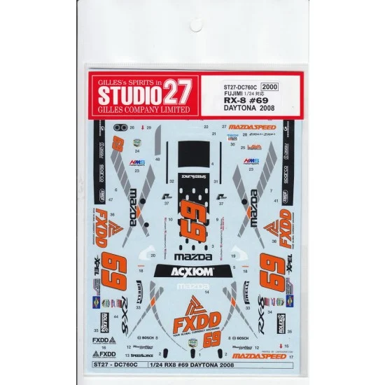 Studio27 DC760 1/24 Mazda RX-8 Daytona 2008 #69 for Fujimi kit