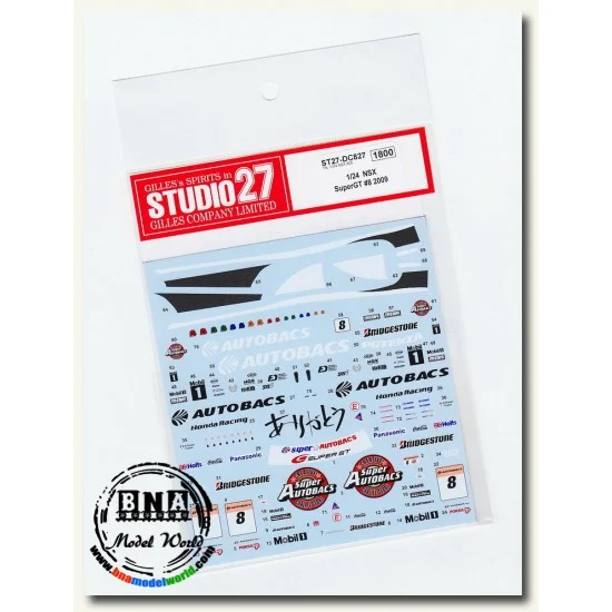 Studio27 DC827 1/24 Decals for NSX Super GT #8 '09 for Tamiya 24286/287/288/291 - Model Cars
