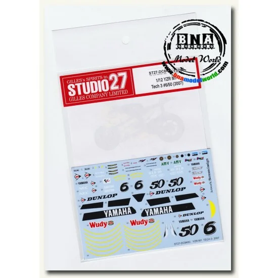 Studio27 DC840 Decals for 1/12 Yamaha YZR M1 Tech 3 #6/50 2007 for Tamiya #14114/14115 - Model Motorcycles
