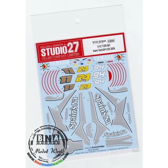 Studio27 DC844 1/12 Yamaha YZR-M1 team Tech3 #11/24 (2005) Decals for Tamiya kit #14114/14115
