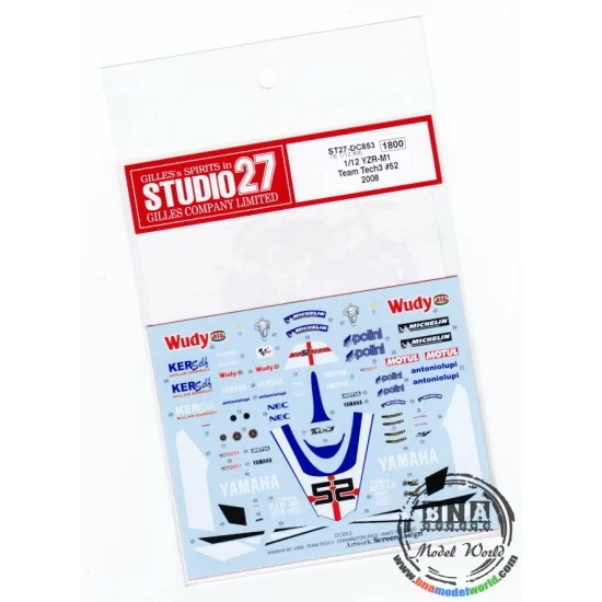 Studio27 DC853 Decals for 1/12 Yamaha YZR M1 Tech3 #52 Donnington special livery (2008) - Model Motorcycles