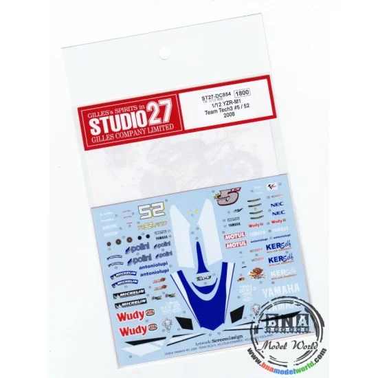 Studio27 DC854 Decals for 1/12 Yamaha YZR M1 Tech3 #5/52 2008 for Tamiya kit #14117/#14119 - Model Motorcycles