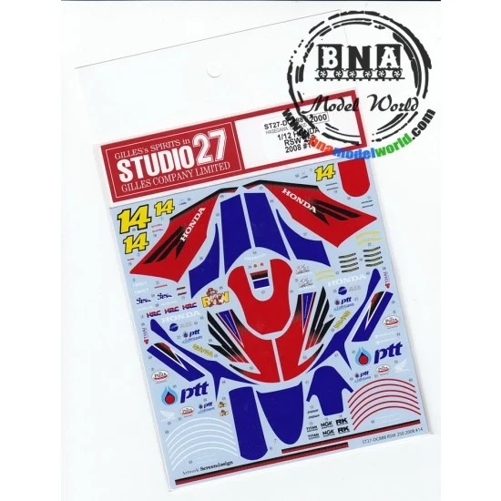 Studio27 DC888 Decals for 1/12 Honda RS250RW #14 (2008) for Hasegawa kit - Model Motorcycles