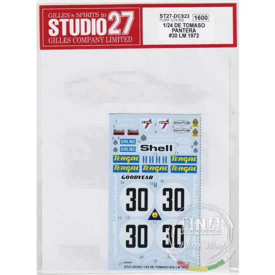 Studio27 DC923 1/24 De Tomaso Pantera Escuderia Montjuich #30 LM 1972 Decals for Fujimi #125534 - Model Cars