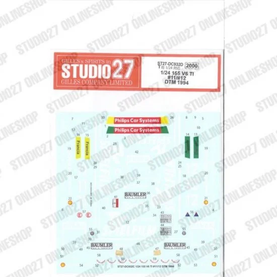 Studio27 DC932C 1/24 Alfa Romeo 155 V6 TI #11/12 DTM 1994 Decals for Tamiya kit #24137 - Model Cars