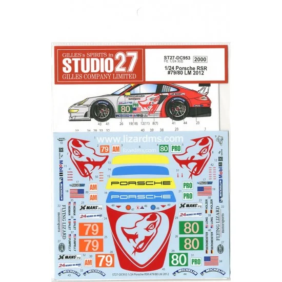 Studio27 DC953 1/24 Porsche 997 GT3-RSR "Flying Lizard Motorsports" #79/80 Le Mans 2012 Decals for Fujimi