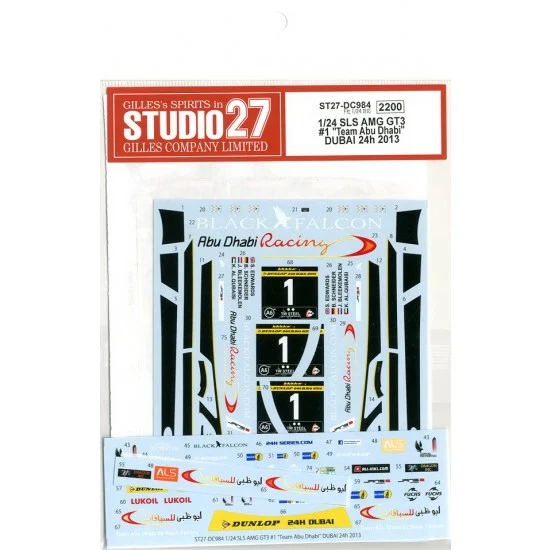 Studio27 DC984 1/24 SLS AMG GT3 #1 "Team Abu Dhabi" DUBAI 24h 2013 Decals - Model Cars