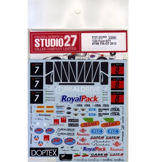 Studio27 DC999 1/24 Ford GT1 FIA-GT #7/#8 2013 Decals for simil'R #141002 kit