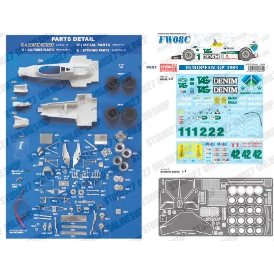 Studio27 FD20006 1/20 FW08C European GP 1983 [Multi Material Kit] - Model Cars