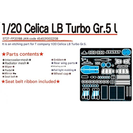 Studio27 FP20188 1/20 Toyota Celica LB Turbo Gr.5 Upgrade Parts for Tamiya kits - Model Cars