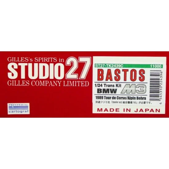 Studio27 TK2439C Transkit - 1/24 BMW M3 "BASTOS" 1989 Tour de corse for Fujimi #62440