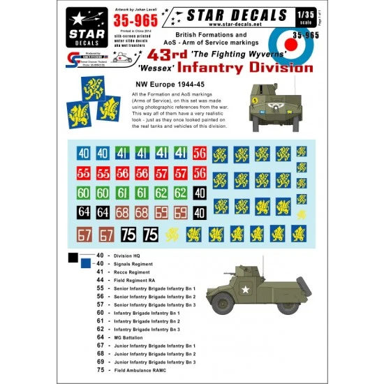 Star Decals 35-965 1/35 Formation&AoS Markings/Decals for British 43rd 'Wessex' Infantry Division 1944-45