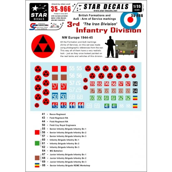 Star Decals 35-966 1/35 Formation&AoS Markings/Decals for British 3rd Infantry Division 1944-45