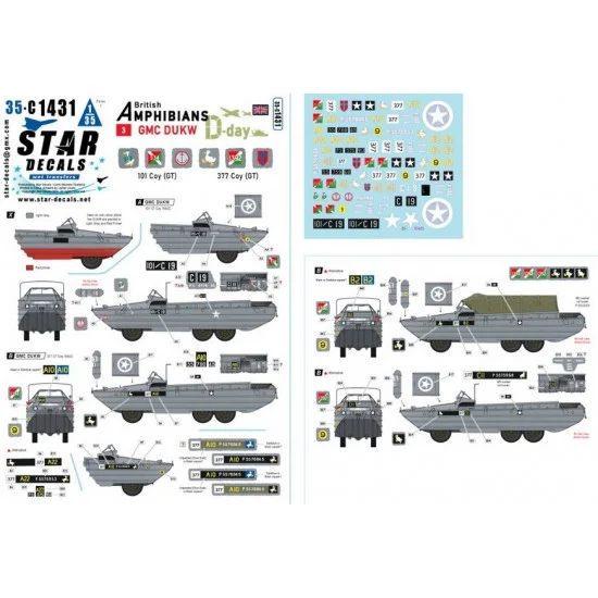 Star Decals 35-C1431 1/35 D-Day DUKW. British Amphibians Decal #3. 101 Coy (GT) and 377 Coy (GT)