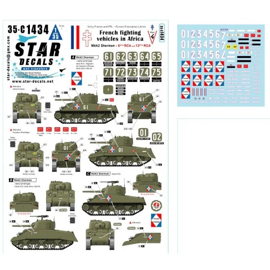 Star Decals 35-C1434 1/35 French M4A2 Sherman Decal (Fighting Vehicles in Africa #4)
