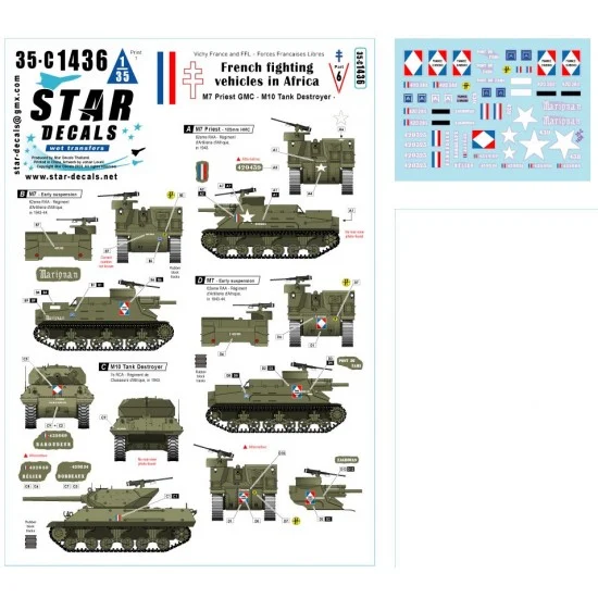 Star Decals 35-C1436 1/35 French M7 Priest and M10 TD Decal (Fighting Vehicles in Africa #6)