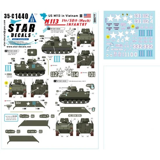 Star Decals 35-C1440 1/35 US M113 in Vietnam Decal #2 - 1 Bn / 50th (Mech) Infantry M113A1 ACAV