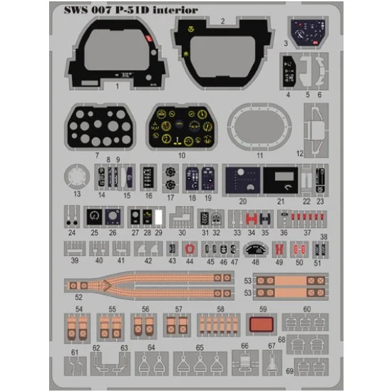 Zoukei Mura SWS04-M04 1/32 North-American P-51D Mustang Interior Detail-up Set (1 Photo-Etched Sheet)