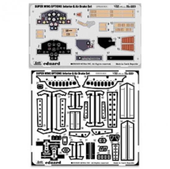 Zoukei Mura SWS08-M04 1/32 Horten Ho 229 Interior Detail Set and Air Brake Set (2 Photo-Etched Sheets)