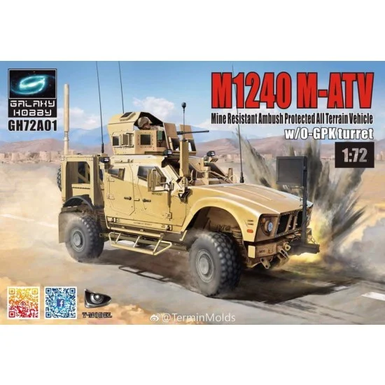 Galaxy Hobby T-MGH72A01 1/72 M1240 M-ATV Mine Resistant Ambush Protected All Terrain Vehicle w/O-GPK Turret