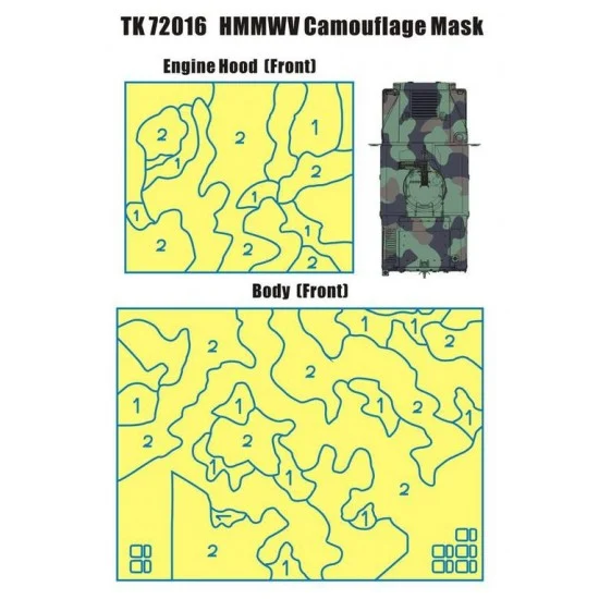 Galaxy Hobby T-MTK72016 1/72 HMMWV NATO Camouflage Paint Mask