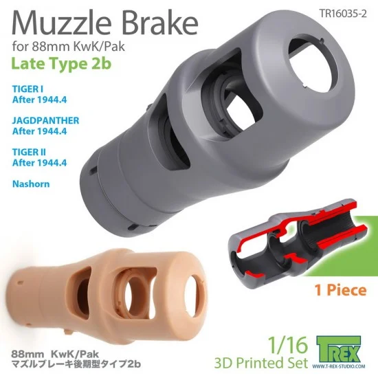 T-Rex Studio R16035-2 1/16 Muzzle Brake for 88mm KwK/Pak Late Type 2b (1pc)