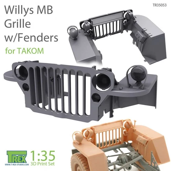 T-Rex Studio R35053 1/35 Willys MB Grille w/Fenders Set for Takom kits