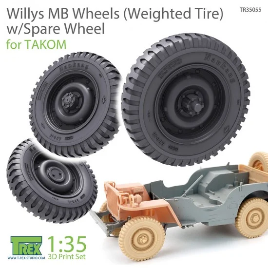 T-Rex Studio R35055 1/35 Willys MB Wheels (Weighted Tyres) w/Spare Wheel