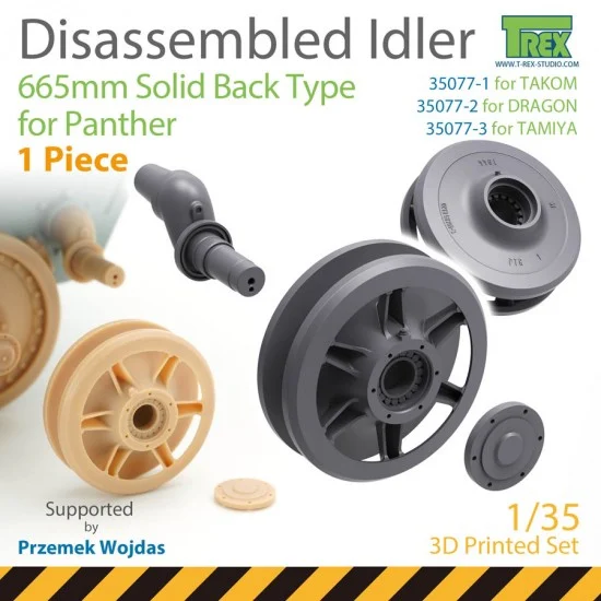 T-Rex Studio R35077-2 1/35 Disassembled Panther Idler 665mm Solid Back Type (1pc) for Dragon