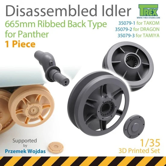 T-Rex Studio R35079-2 1/35 Disassembled Panther Idler 665mm Ribbed Back Type (1pc) for Dragon
