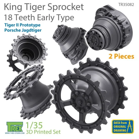 T-Rex Studio R35082 1/35 KingTiger 18 Teeth Sprockets Early Type (2pcs)