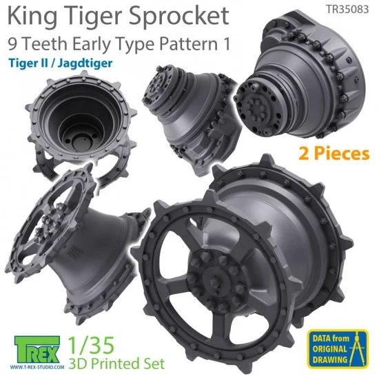 T-Rex Studio R35083 1/35 KingTiger 9 Teeth Sprockets Early Type Pattern 1 (2pcs)