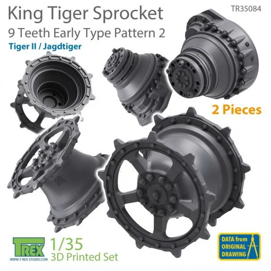 T-Rex Studio R35084 1/35 KingTiger 9 Teeth Sprockets Early Type Pattern 2 (2pcs)