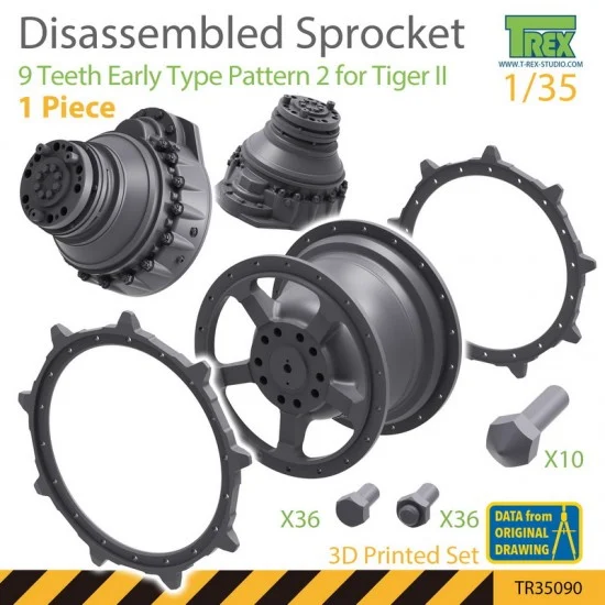 T-Rex Studio R35090 1/35 Disassembled KingTiger Sprocket 9 Teeth Early Type Pattern 2 (1pc)