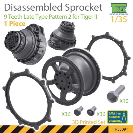 T-Rex Studio R35091 1/35 Disassembled KingTiger Sprocket 9 Teeth Late Type Pattern 2 (1pc)