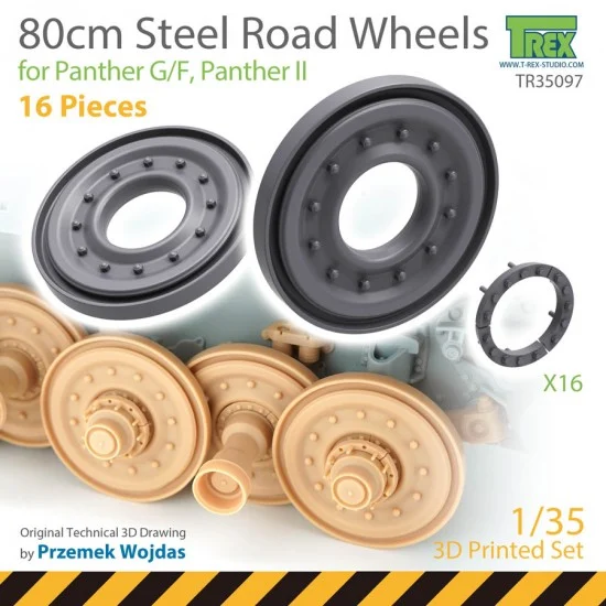 T-Rex Studio R35097 1/35 80cm Steel Road Wheel for Panther (16pcs)