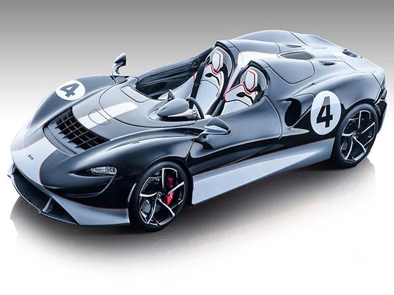 2020 McLaren Elva Convertible #4 Black with Silver Accents "Exclusive Collection" Series Limited Edition to 79 pieces Worldwide 1/18 Model Car by Tecnomodel - McLaren Models